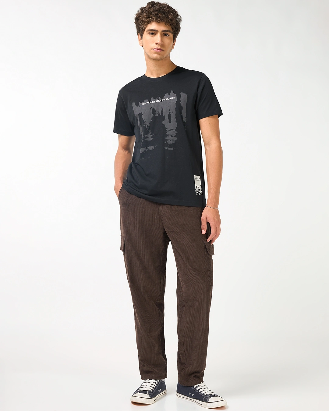 Men's Jet Black Beyond Boundaries Graphic Printed T-shirt - Image 4