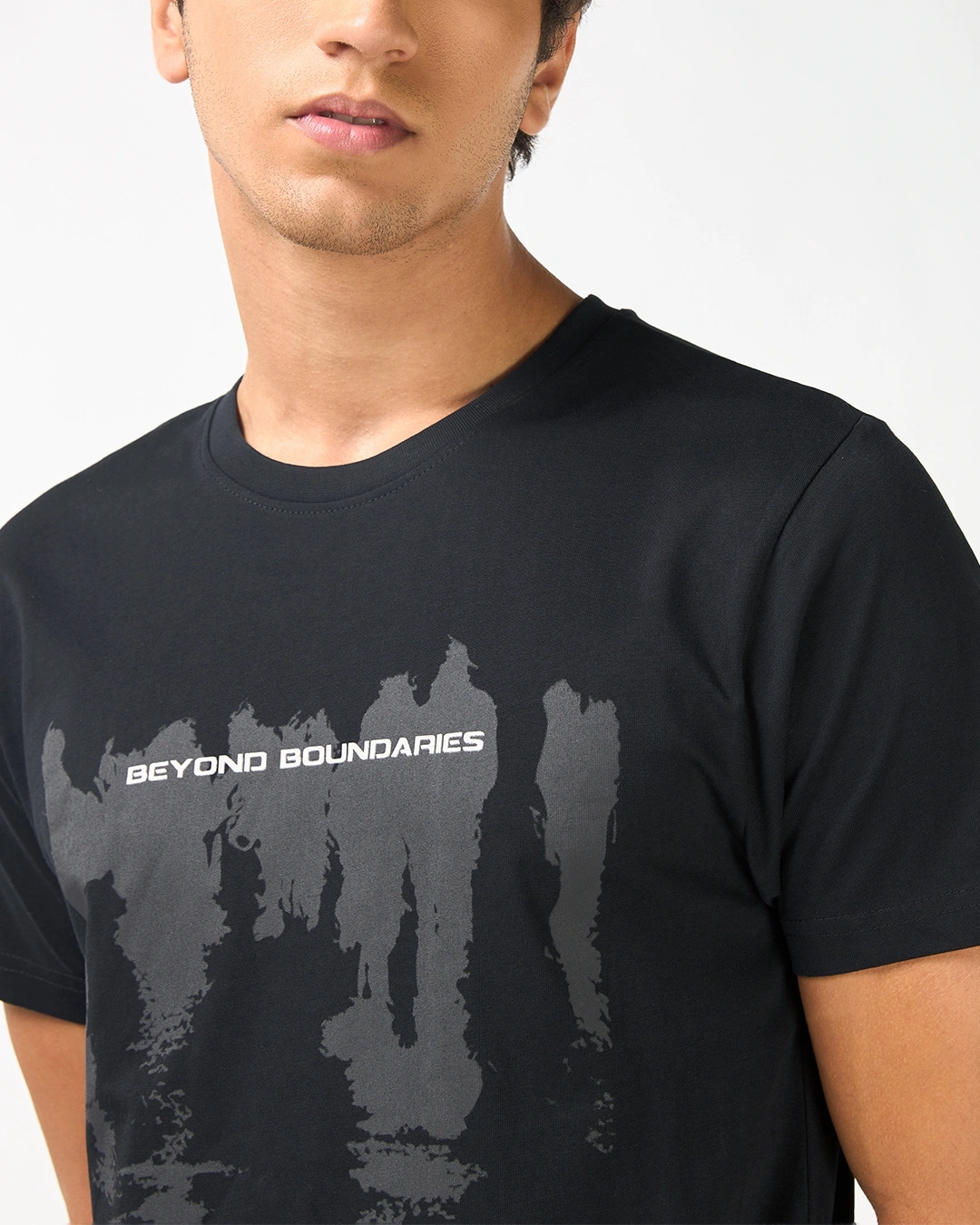 Men's Jet Black Beyond Boundaries Graphic Printed T-shirt - Image 5