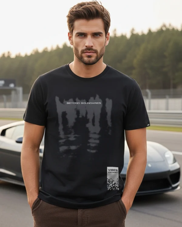 Men's Jet Black Beyond Boundaries Graphic Printed T-shirt