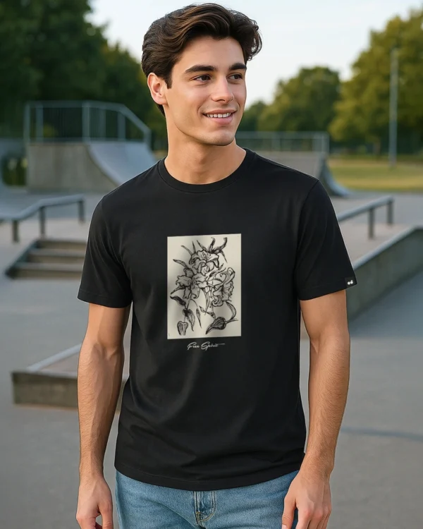 Men's Jet Black Free Spirit Graphic Printed T-shirt