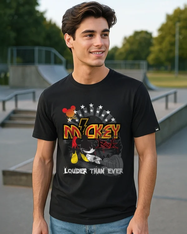 Men's Jet Black Micky Rock Graphic Printed T-shirt
