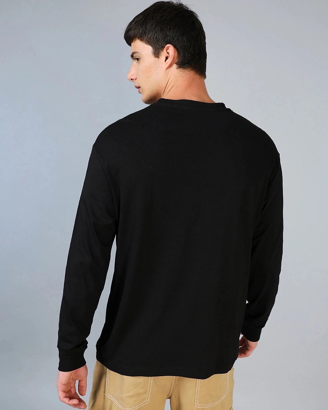 Men's Jet Black Play It Loud Graphic Printed Oversized T-shirt - Image 4