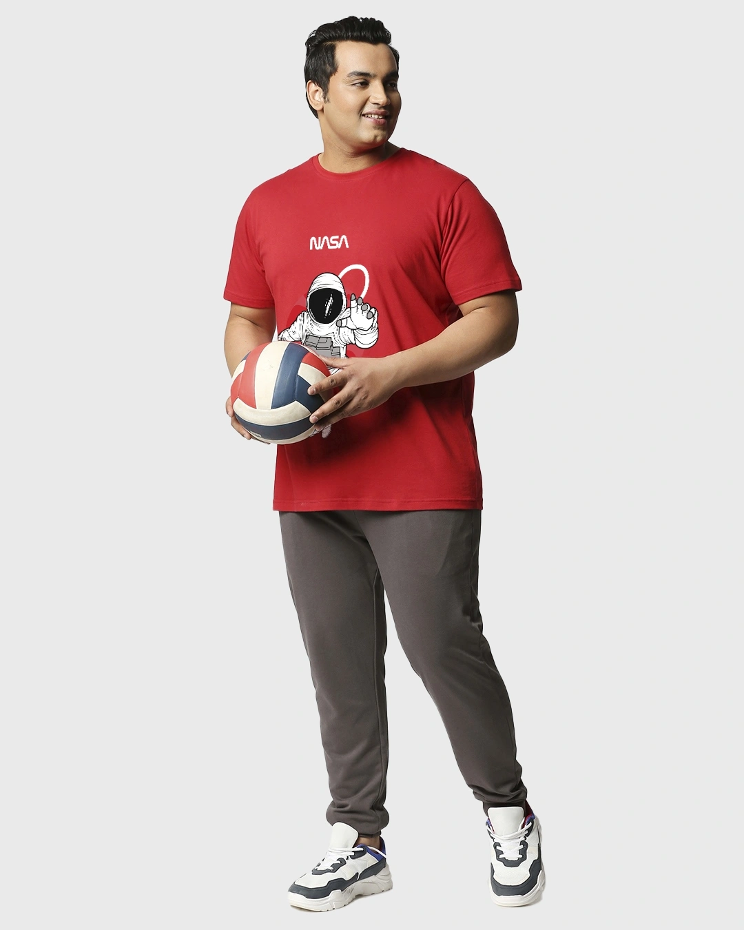 Men's Red NASA Astronaut Graphic Printed Plus Size T-shirt - Image 4