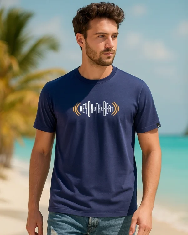 Men's Navy Blue Beyond The Beat Typography T-shirt