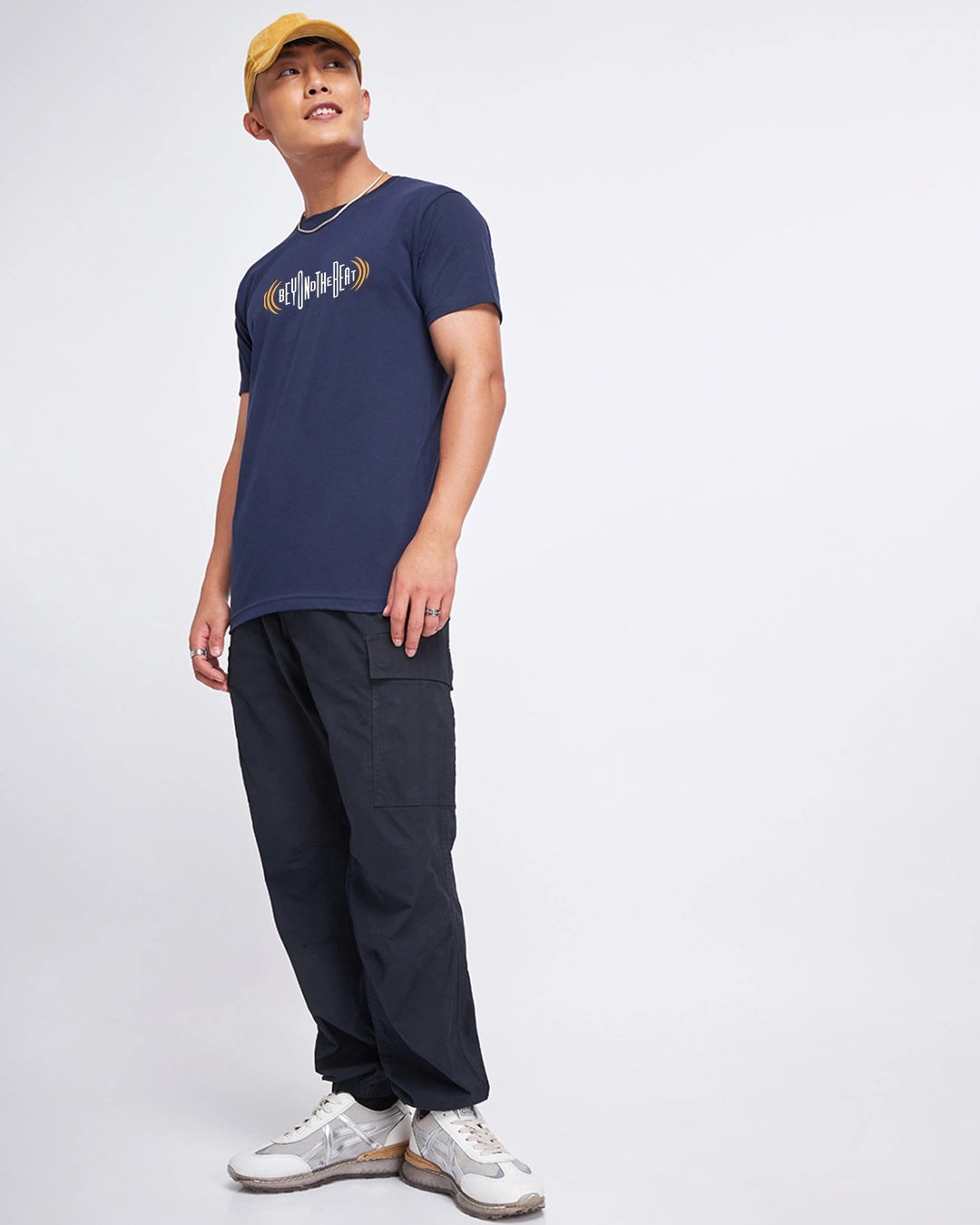 Men's Navy Blue Beyond The Beat Typography T-shirt - Image 4