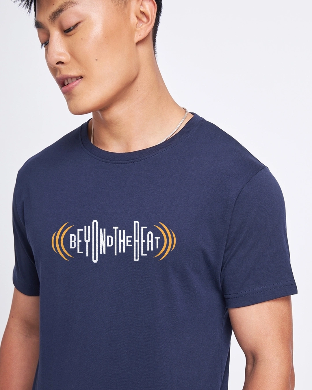 Men's Navy Blue Beyond The Beat Typography T-shirt - Image 5