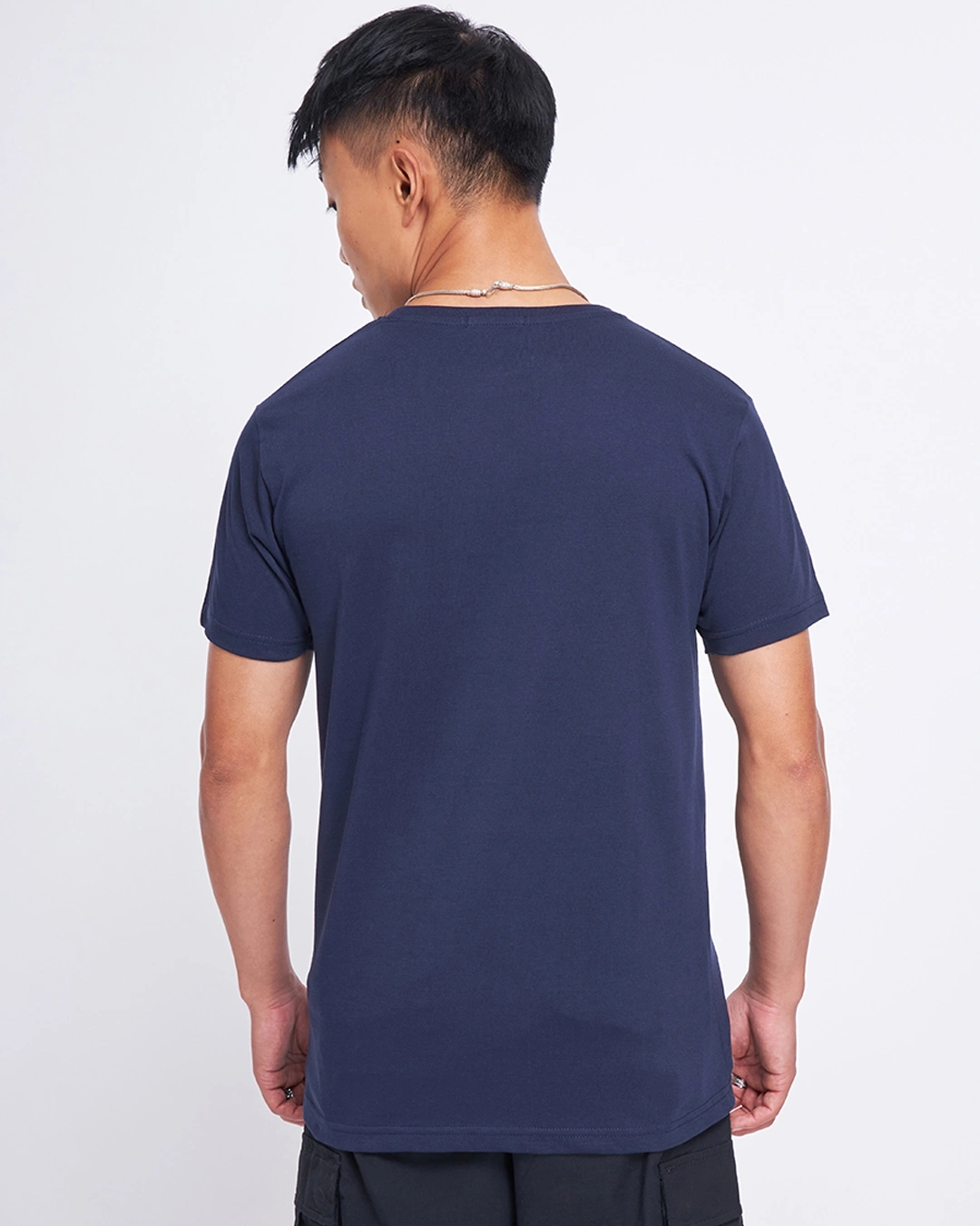 Men's Navy Blue Karma Graphic Printed T-shirt - Image 3