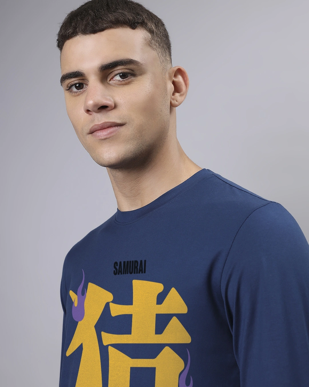 Men's Navy Blue Samurai Graphic Printed T-shirt - Image 4