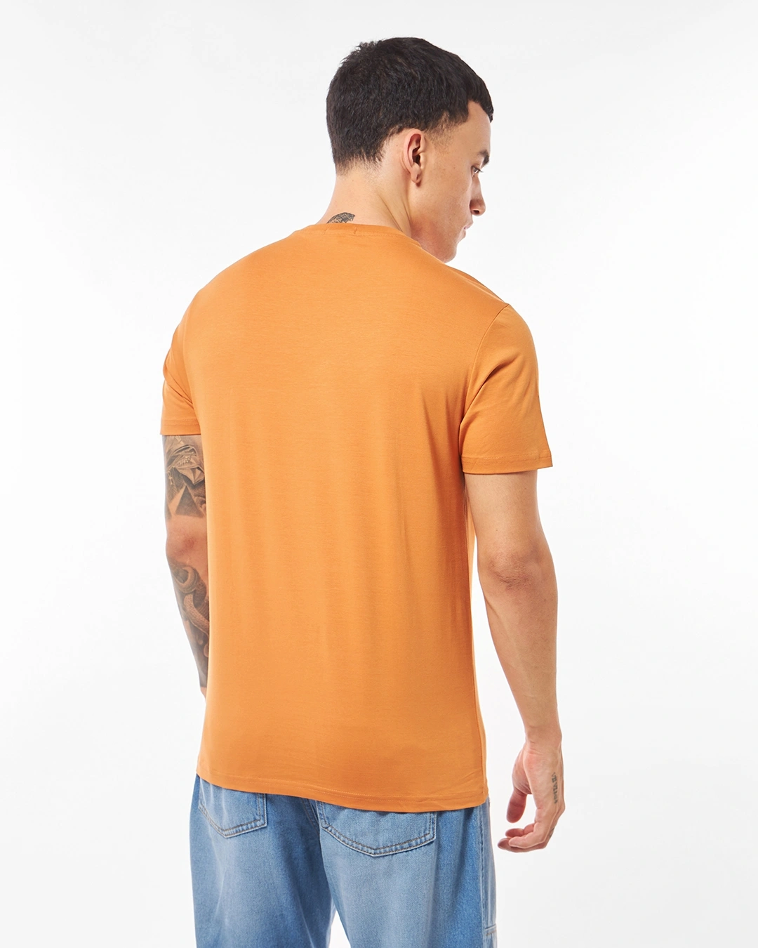 Men's Orange Stargazer Graphic Printed T-shirt - Image 3