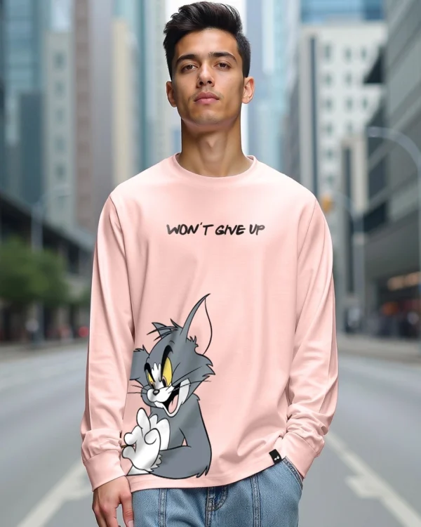 Men's Pink Tom Chase Graphic Printed Oversized T-shirt