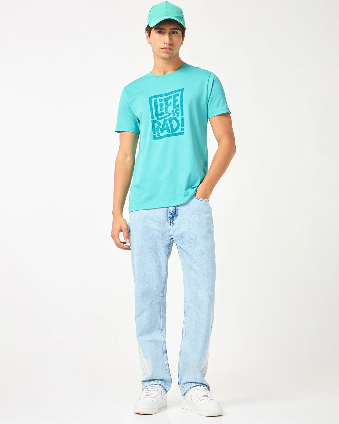 Men's Pool Blue Life Is Rad Typography T-shirt - Image 4