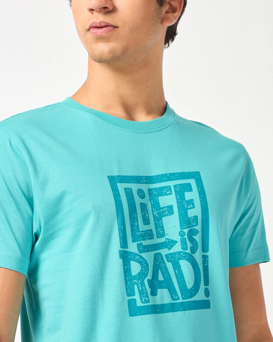 Men's Pool Blue Life Is Rad Typography T-shirt - Image 5