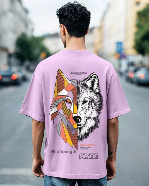 Men's Purple Beast Within Graphic Printed Oversized T-shirt
