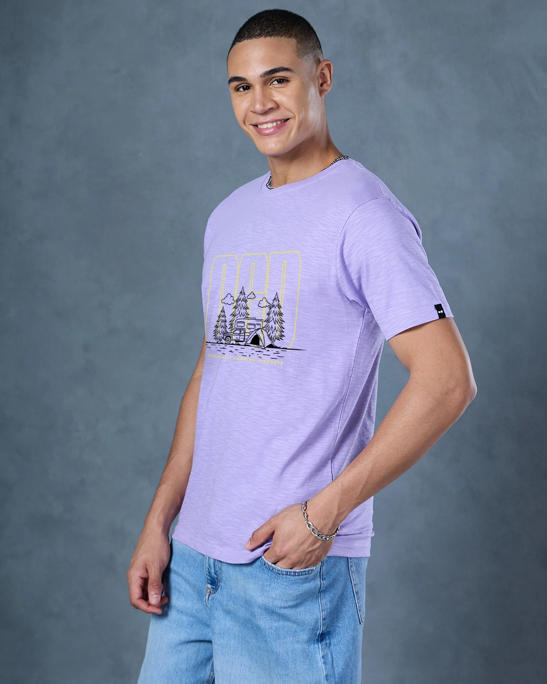 Men's Purple OCD Graphic Printed T-shirt - Image 2