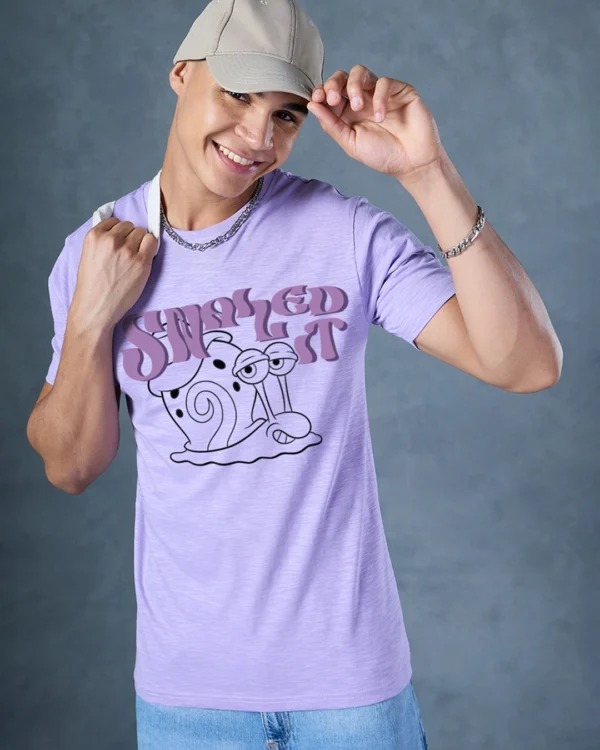 Men's Purple Snailed It Graphic Printed T-shirt
