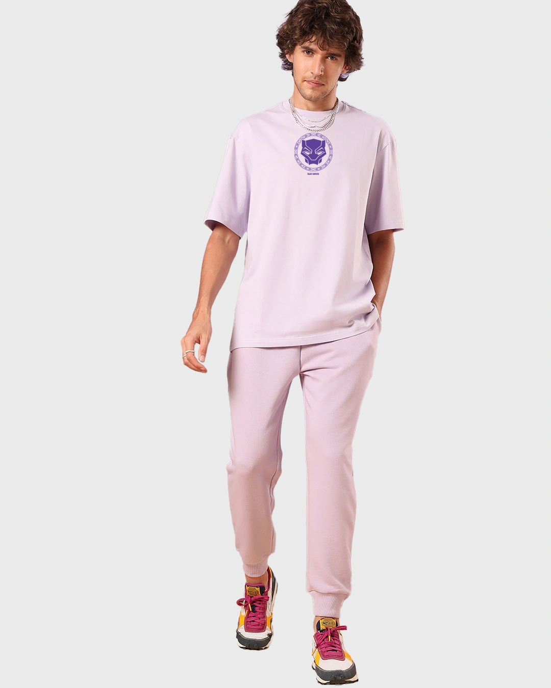 Men's Purple Wakanda Forever Graphic Printed Oversized T-shirt - Image 3