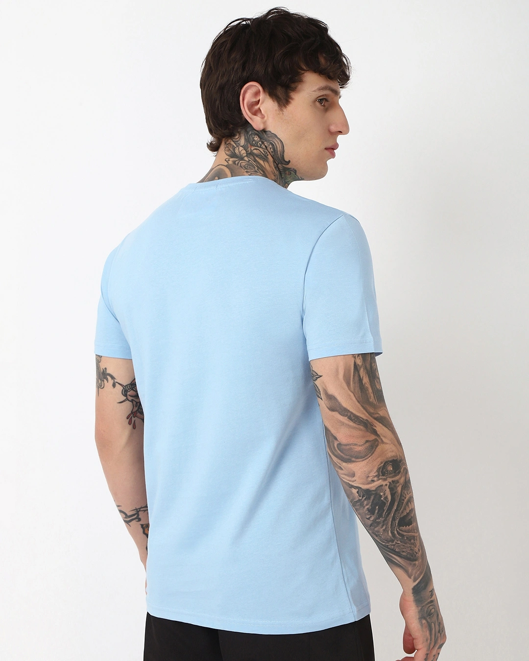 Men's Sky Blue Batman Poster Graphic Printed T-shirt - Image 3