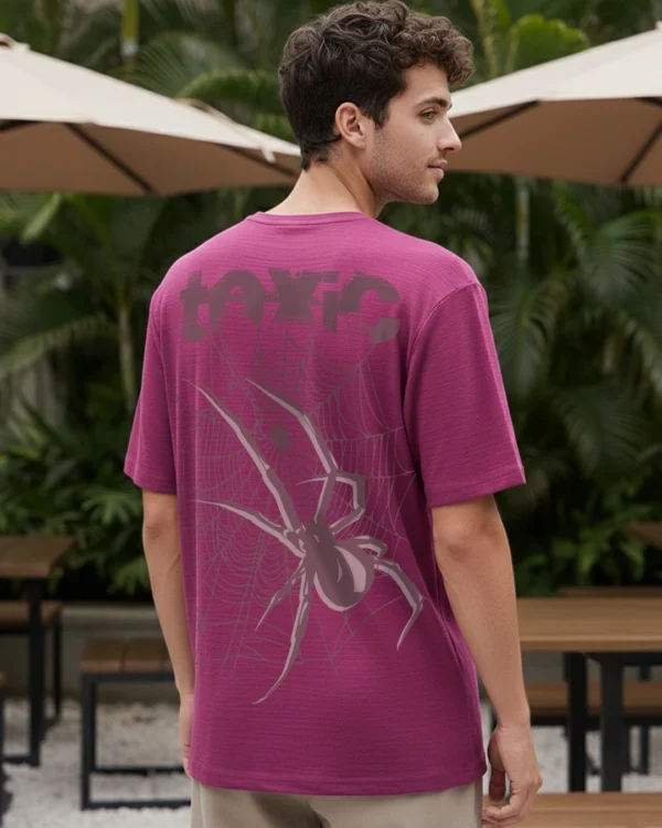 Men's Violet Quartz Toxic Graphic Printed Oversized T-shirt