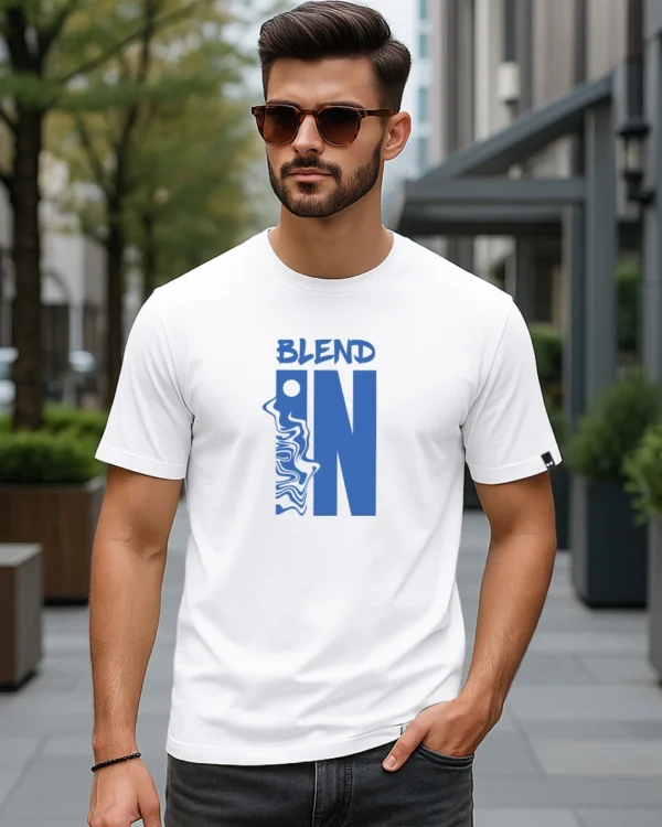 Men's White Blend Typography T-shirt
