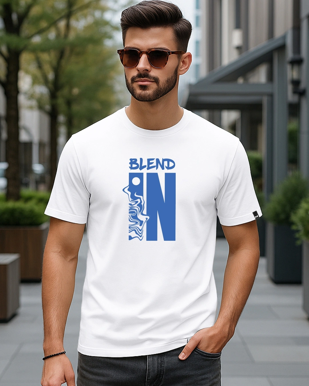 Men's White Blend Typography T-shirt