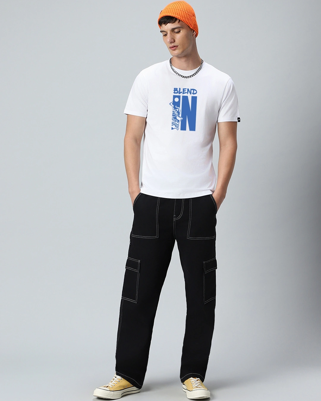 Men's White Blend Typography T-shirt - Image 4