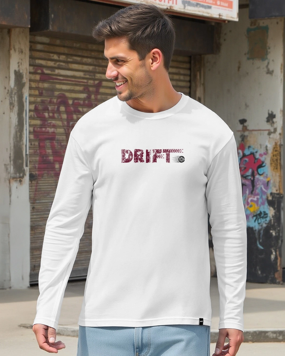 Men's White Drift Typography T-shirt