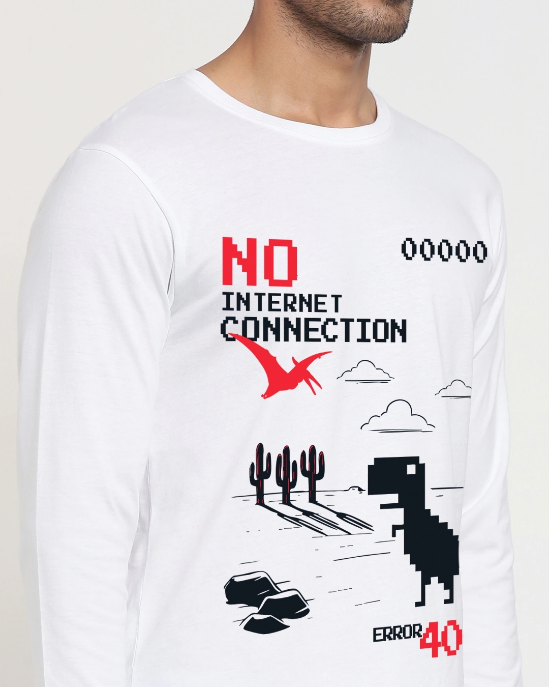 Men's White Error Graphic Printed T-shirt - Image 5