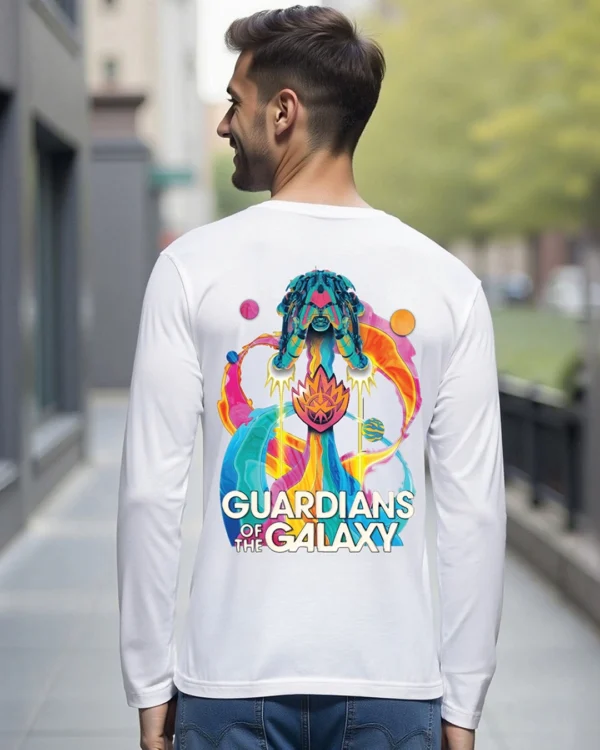 Men's White Galaxy Ship Graphic Printed T-shirt