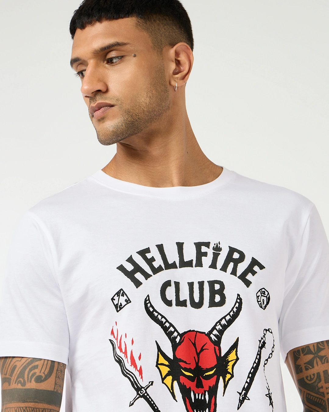 Men's White Hell Fire Club Graphic Printed T-shirt - Image 5