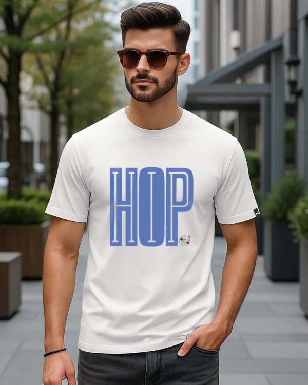 Men's White Hip Hop Typography T-shirt