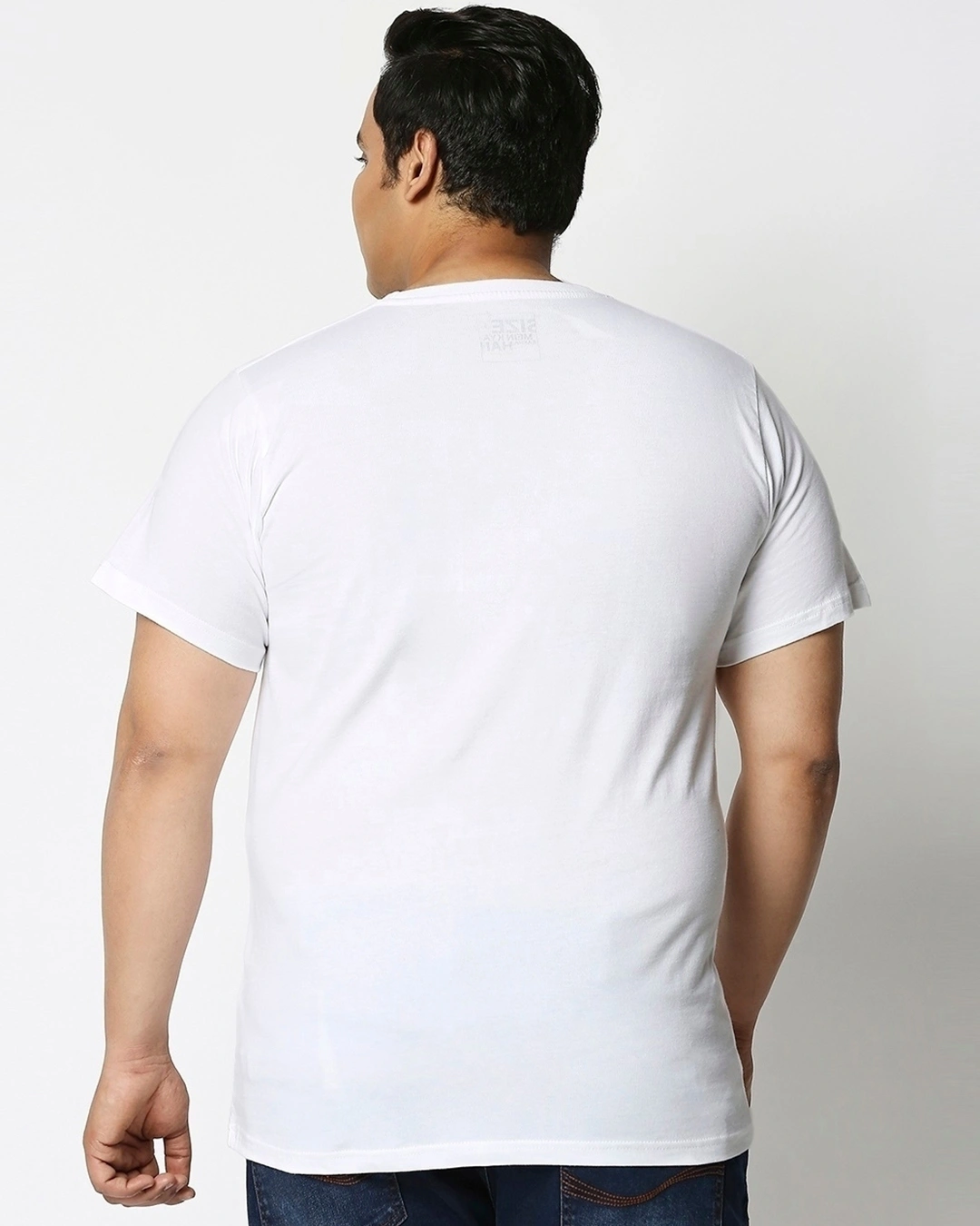 Men's White Keep Listening Typography Plus Size T-shirt - Image 3