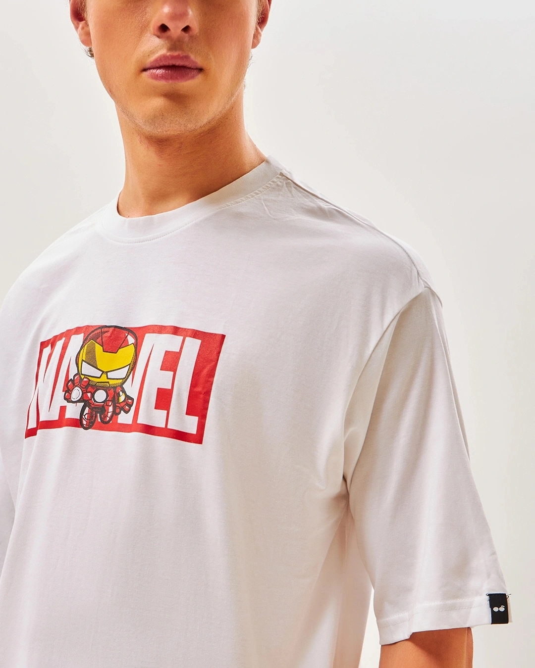 Men's White Marvel Ironman Typography Oversized T-shirt - Image 2