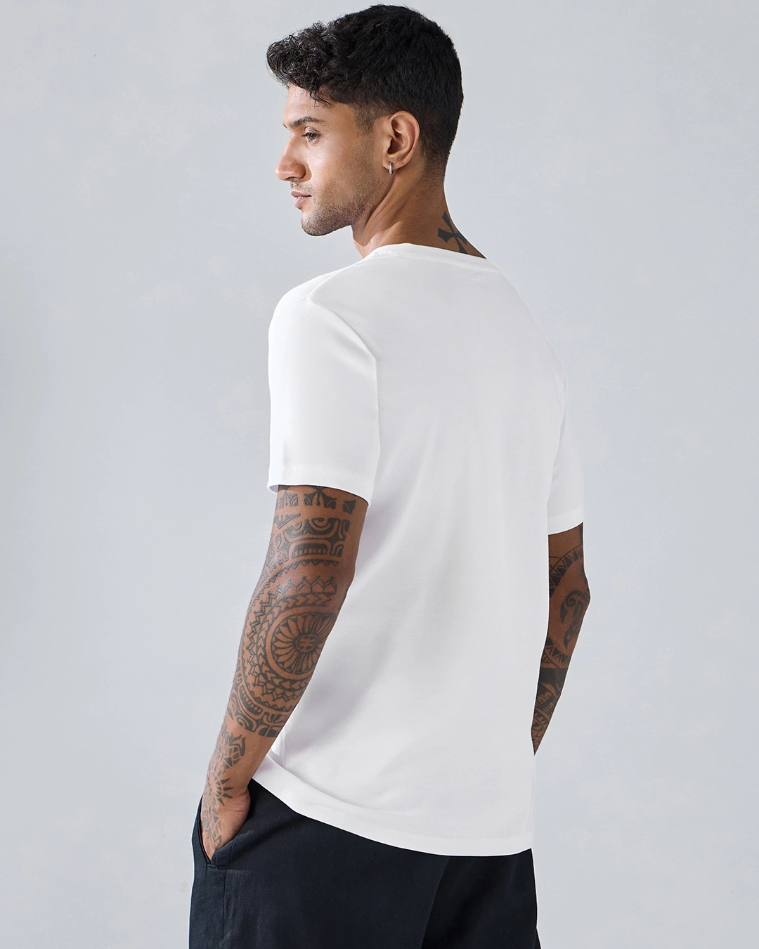 Men's White Matrix Graphic Printed T-shirt - Image 6