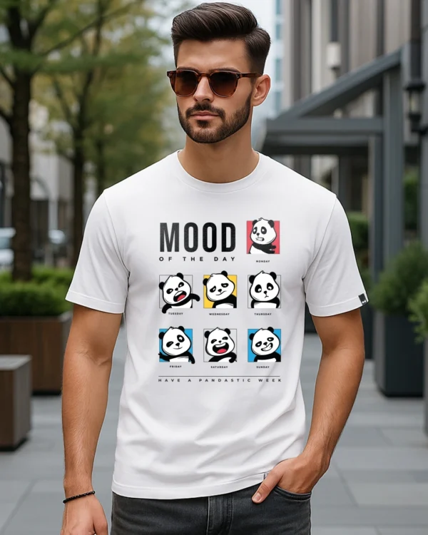 Men's White MOTD Panda Graphic Printed T-shirt