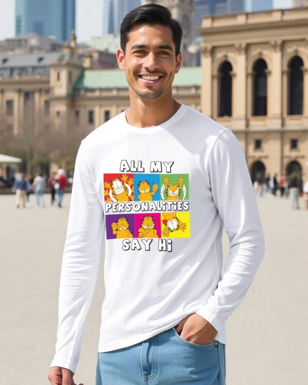 Men's White Personality Graphic Printed T-shirt