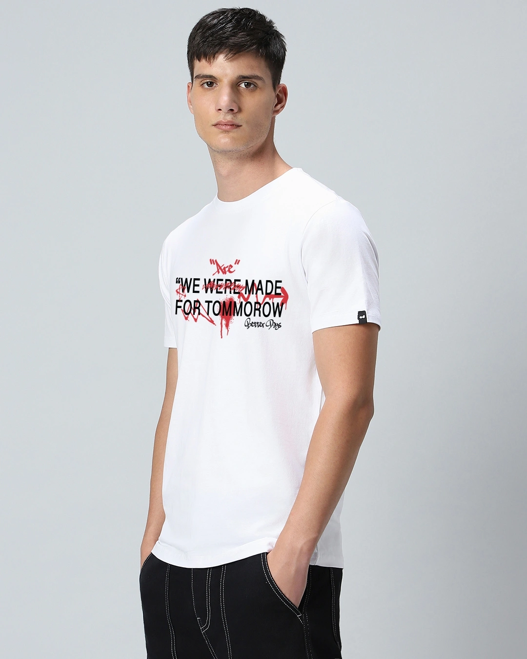 Men's White The Future Typography T-shirt - Image 2