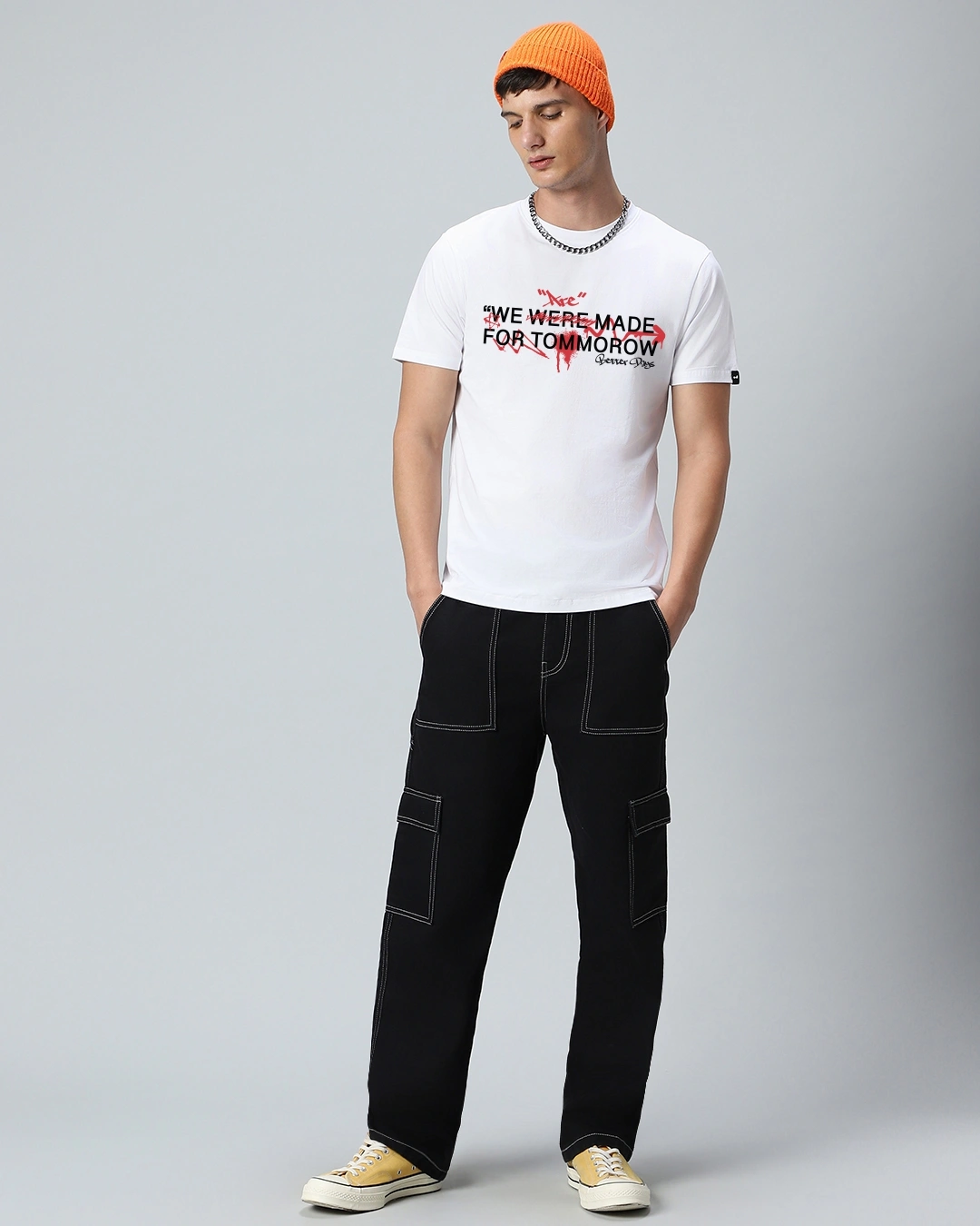 Men's White The Future Typography T-shirt - Image 4