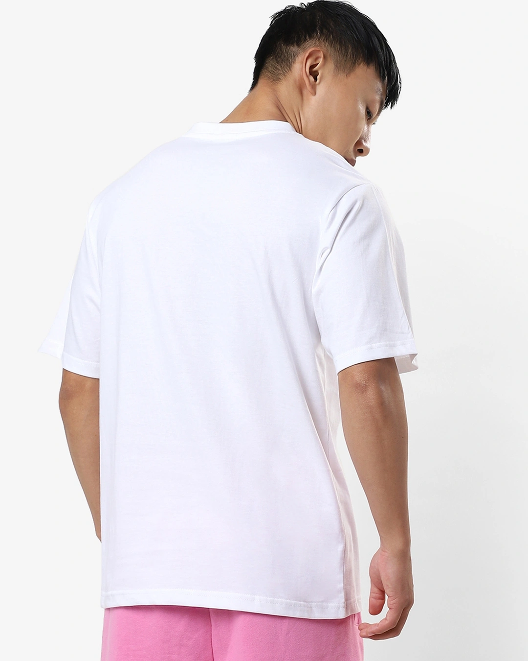 Men's White Chasing Memories Graphic Printed Oversized T-shirt - Image 3