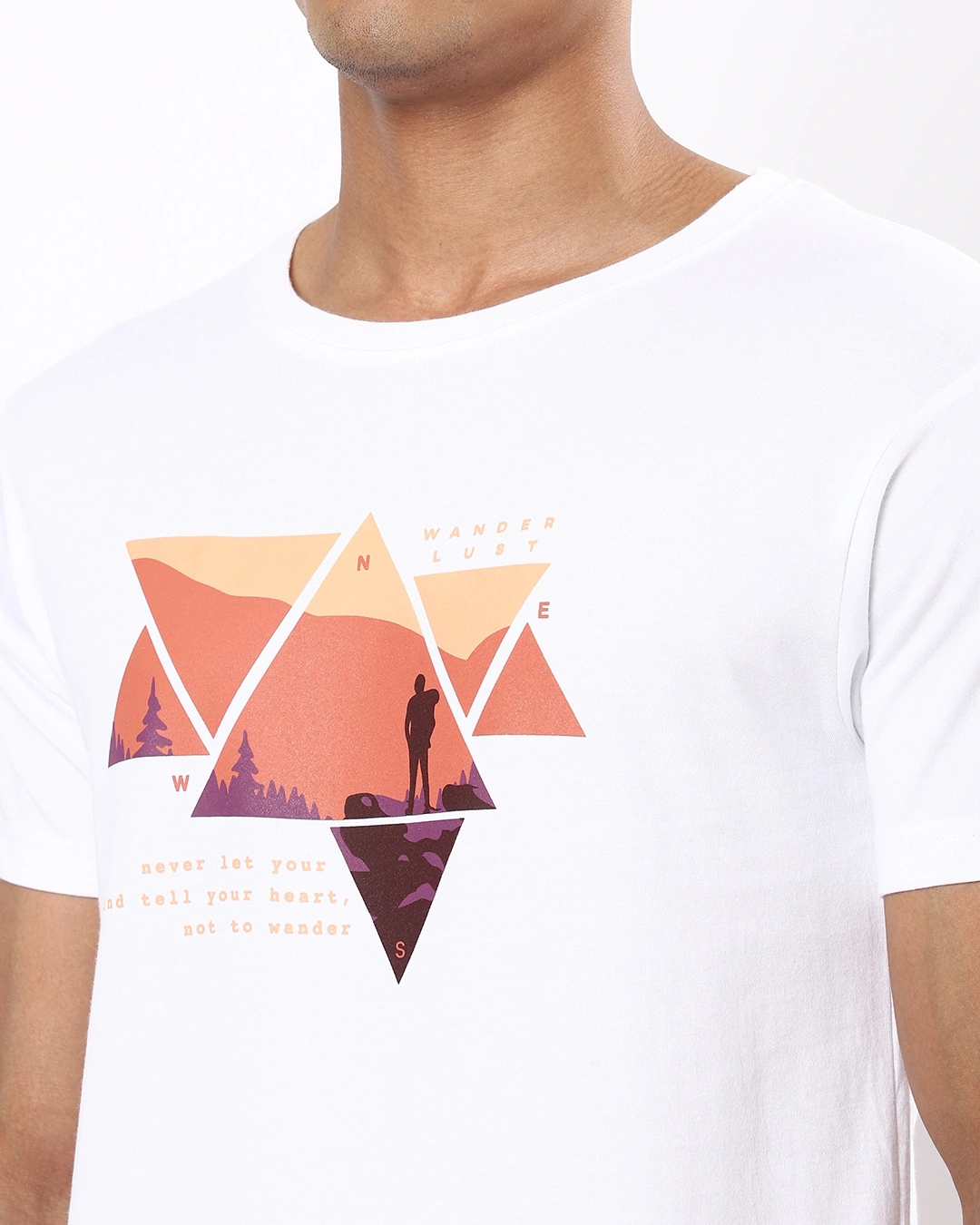 Men's White Wander Geometry T-shirt - Image 5