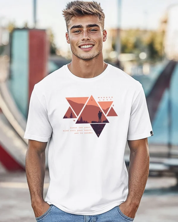 Men's White Wander Geometry T-shirt