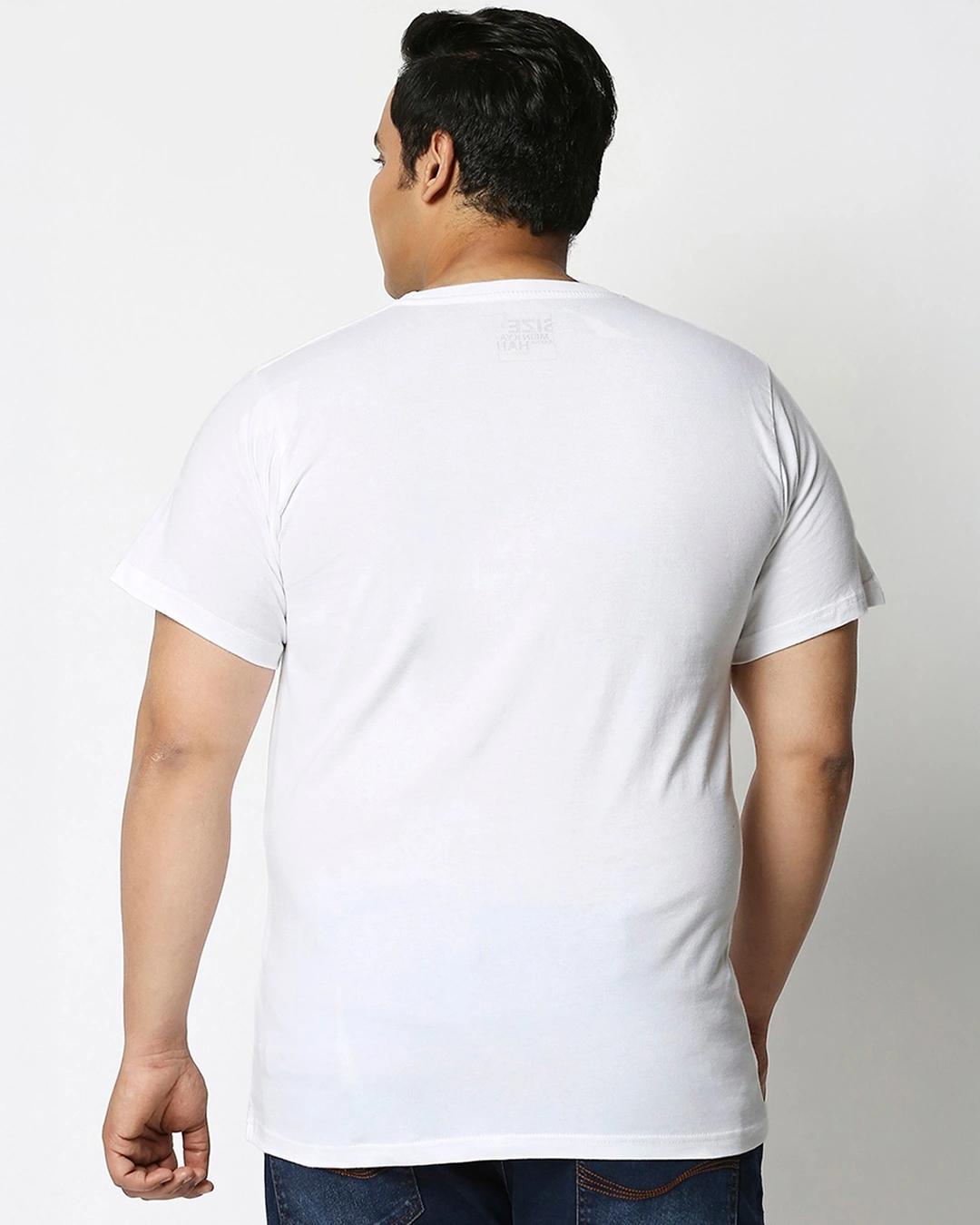 Men's White Young Forever Side Graphic Printed Plus Size T-shirt - Image 3