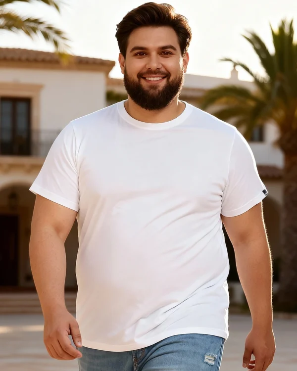 White Half Sleeve Plus Size T-Shirt
